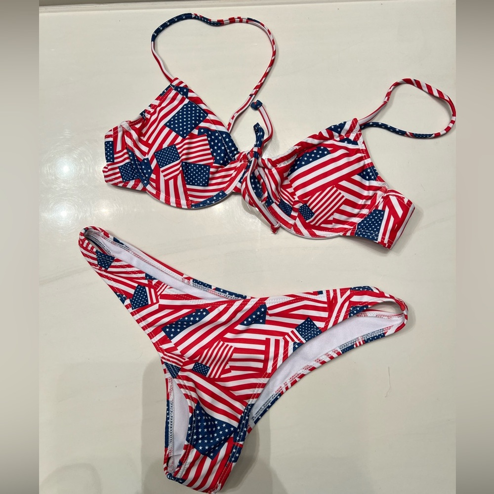 Brand new American flag bikini size medium